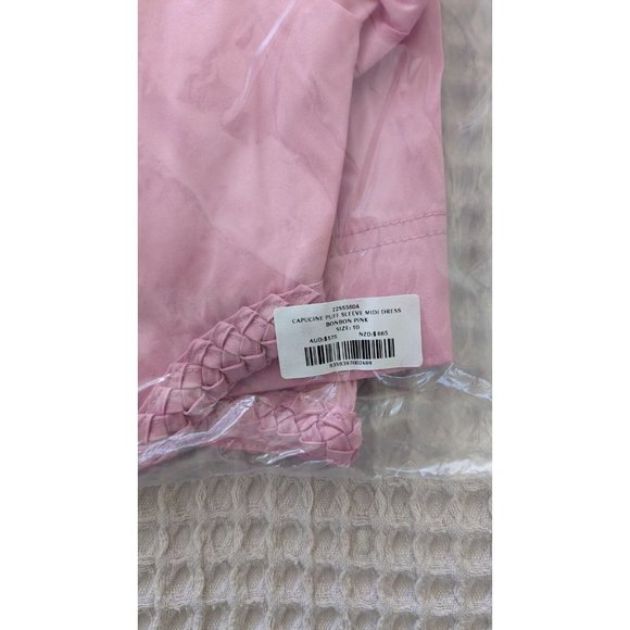 Aje Capucine Puff Sleeve Midi Dress Size 10 Bon Bon Pink BNWT - Picture 6 of 7